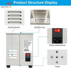 100W Isıtma Fonksiyonlu Masaüstü Ultrasonik Temizleyici 2 Litre Tankı 40KHz Takı İçin